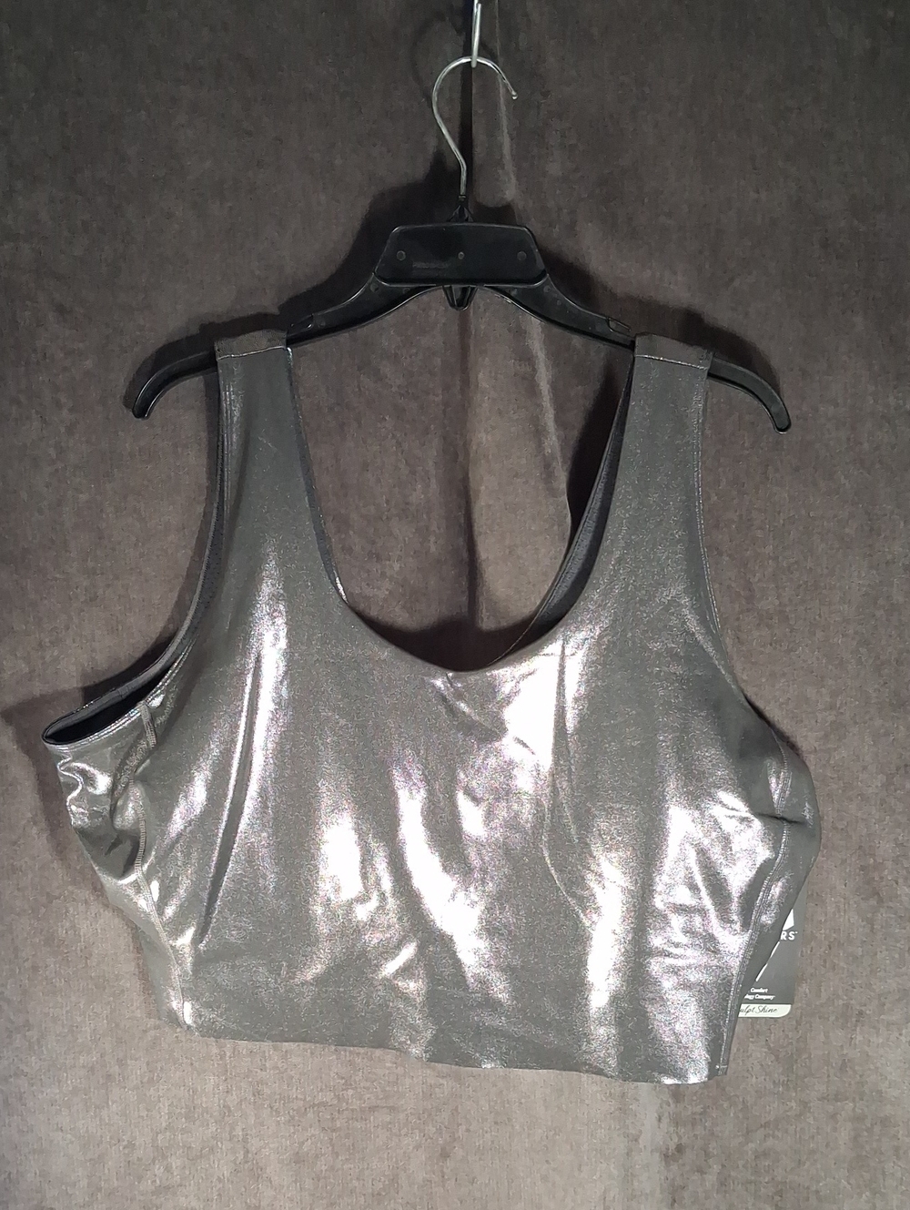 Sketchers Metallic Liquid Silver Go Sculpt Shine Longline Athletic Bra NWT 3X